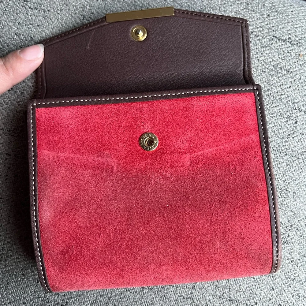 Loewe Amazona Vintage Anagram Suede bifold wallet.